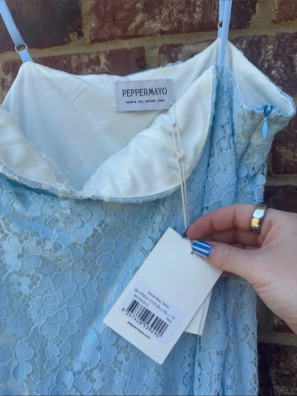 Peppermayo Soni Light Blue Lace Maxi Dress - Picture 3 of 3